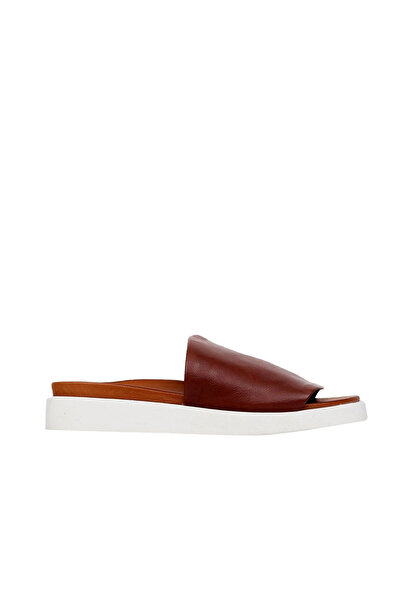 BUENO Shoes Brown A. Leather Women's Flat Slippers 01Wq9103