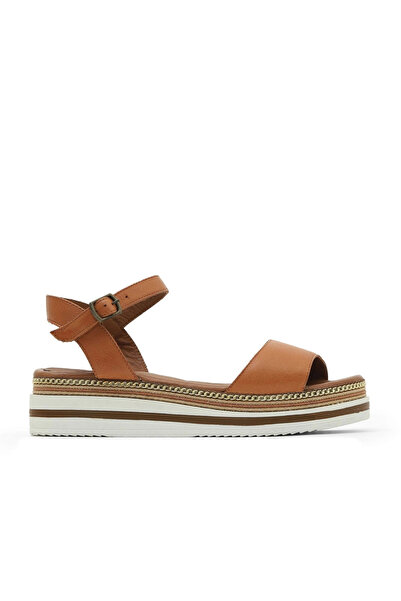 Bueno Shoes صندل مسطح نسائي من الجلد باللون البني 01wq1612