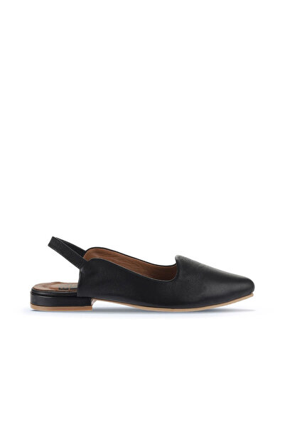 Bueno Shoes Sandale plate de damă din piele neagră Khv-bej 01wa0303