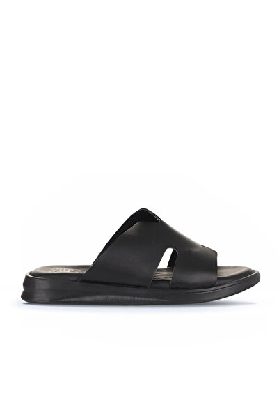 Bueno Shoes Black Leather Men's Flat Slippers 25Mt2488