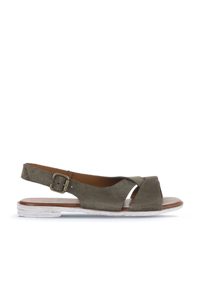 Bueno Shoes Γυναικεία φλατ σανδάλια Haki Alf Suede 01wa3018