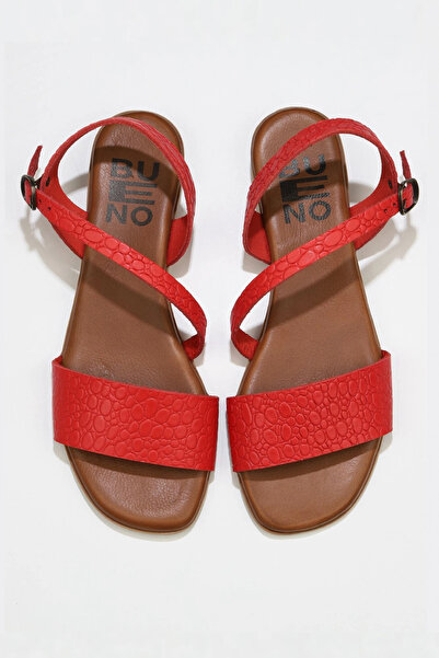 Bueno Shoes Κόκκινα Δερμάτινα Γυναικεία Σανδάλια 01ws6012