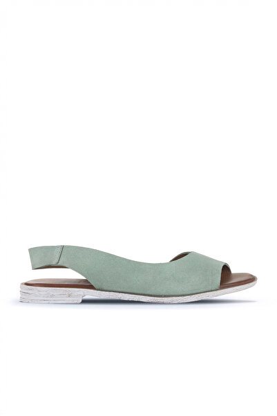 Bueno Shoes Πράσινα ανοιχτόχρωμα γυναικεία φλατ σανδάλια Alf Suede 01wa3013