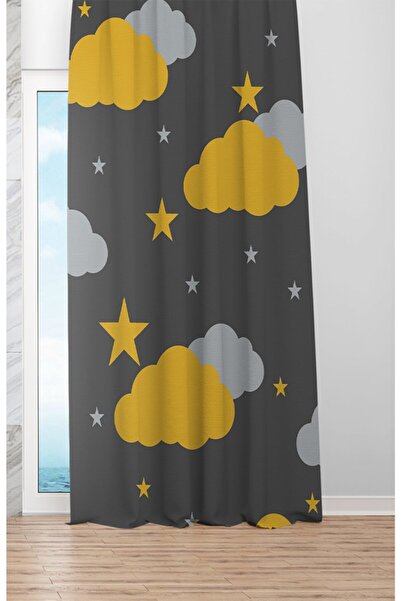 EVSEHOMES Cortina de fundal cu o singură aripă Yellow Cloud