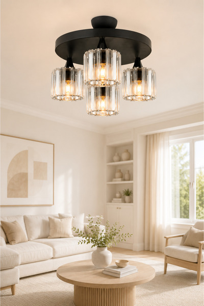 ESSLİGHT ESLEM 4’LÜ AVİZE KRİSTAL TAŞLI DEKORATİF AYDINLATMA