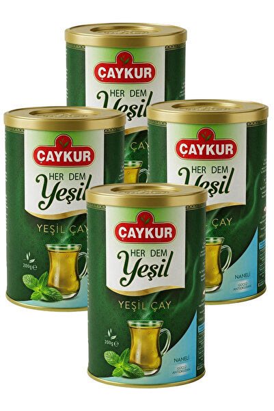 Çaykur أوراق الشاي الأخضر مع النعناع 200 جرام. عبوة من أربعة قطع