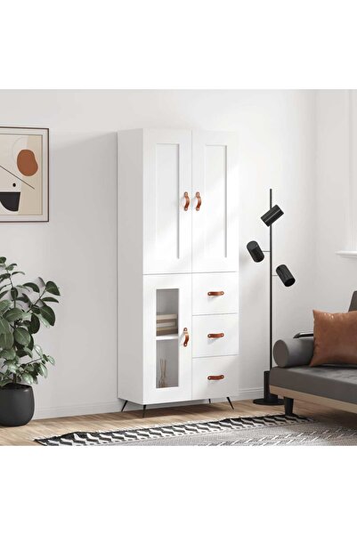 Concept Dulap înalt, alb, 69,5x34x180 cm, lemn compozit
