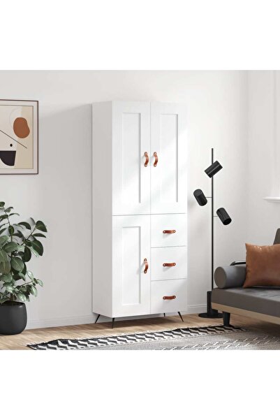 Concept Dulap înalt, alb, 69,5x34x180 cm, lemn compozit