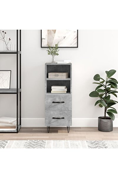 Concept Servantă, gri beton, 34,5x34x90 cm, lemn compozit