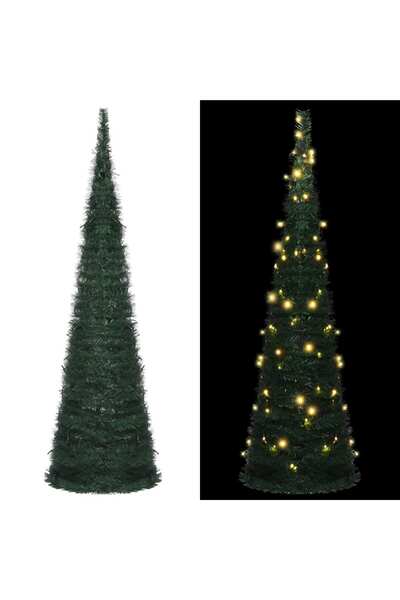 Concept Brad șnur de Crăciun artificial pop-up cu LED, verde, 150 cm