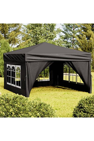 Concept Cort pliabil pentru petrecere, pereți laterali, negru, 3x3 m