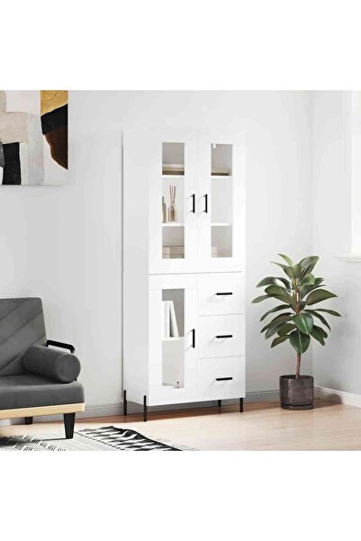 Concept Dulap înalt, alb, 69,5x34x180 cm, lemn compozit