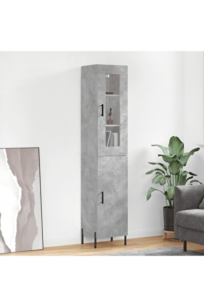Concept Dulap înalt, gri beton, 34,5x34x180 cm, lemn prelucrat