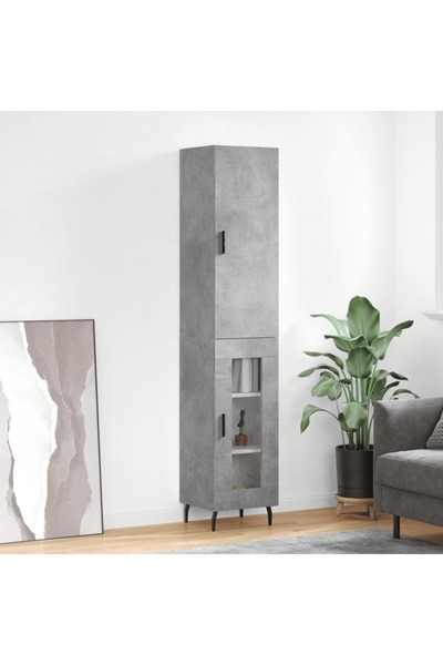 Concept Dulap înalt, gri beton, 34,5x34x180 cm, lemn prelucrat