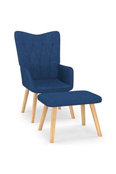 Concept Scaun de relaxare cu taburet, albastru, textil
