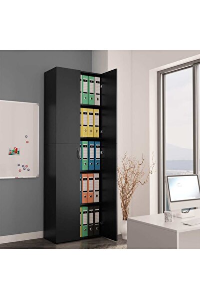 Concept Dulap de birou, negru, 60x32x190 cm, PAL