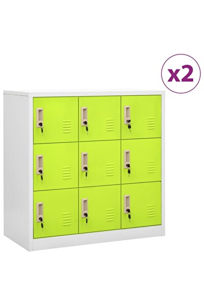 Concept Dulapuri vestiar 2 buc. gri deschis și verde 90x45x92,5 cm oțel