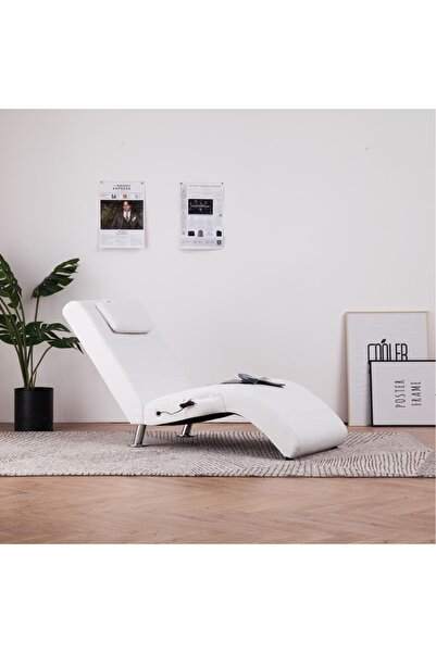 Concept Șezlong de masaj cu pernă, alb, piele artificială