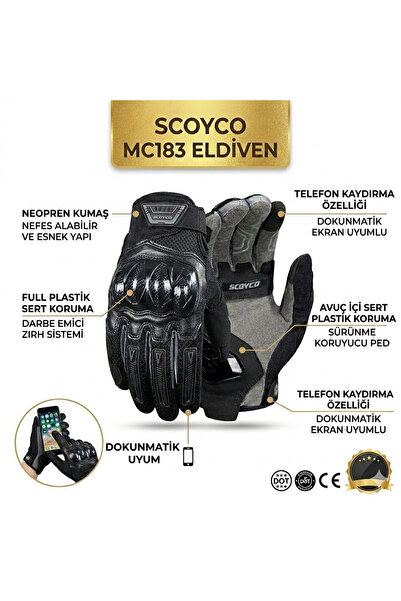 Scoyco MC183 Yazlık Korumalı Eldiven (Siyah) EN13594-2015