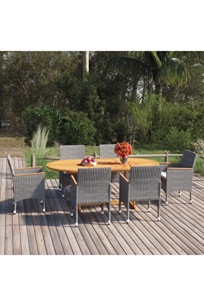 Concept Set mobilier de grădină, 7 piese, gri, poliratan
