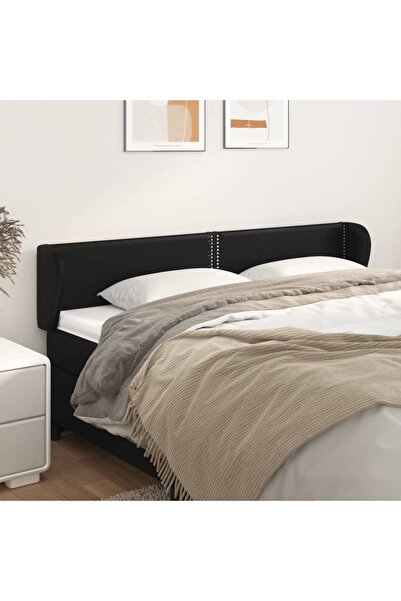Concept Tăblie de pat cu aripioare negru 183x23x78/88cm piele ecologică