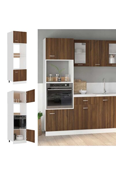 Concept Dulap cuptor microunde stejar maro 60x57x207 cm lemn prelucrat