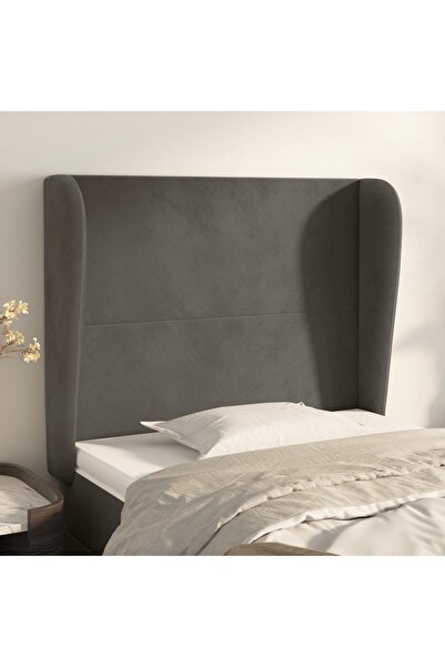 Concept Tăblie de pat cu aripioare gri închis 93x23x118/128 cm catifea