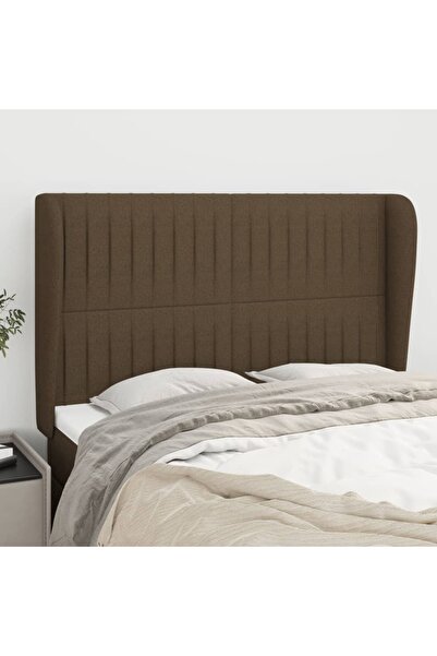 Concept Tăblie de pat cu aripioare maro închis 147x23x118/128 cm textil