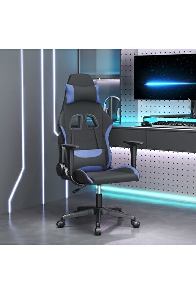 Concept Scaun de gaming pivotant, negru și albastru, material textil