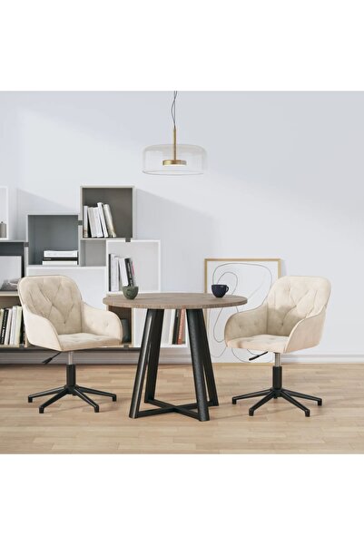Concept Scaune de bucătărie pivotante, 2 buc., crem, catifea