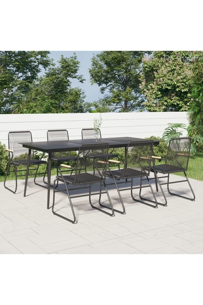 Concept Set mobilier de grădină, 7 piese, negru, ratan PVC