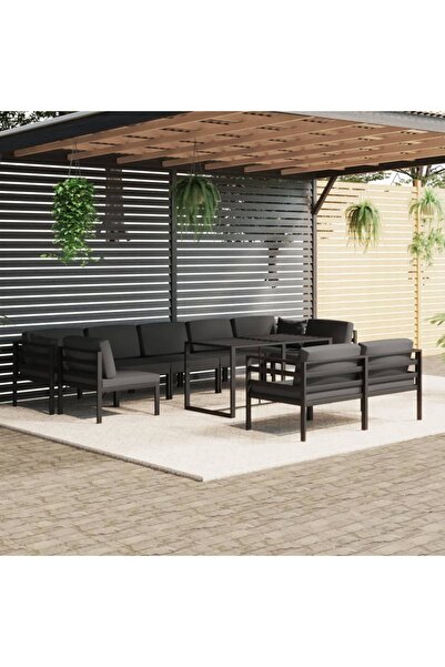 Concept Set mobilier de grădină cu perne, 10 piese, antracit, aluminiu