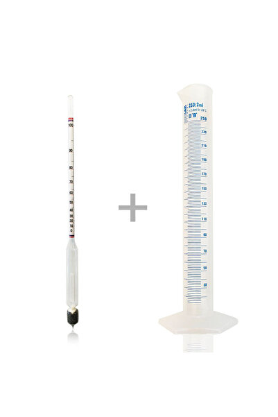 AEK-Tech 0-100 Alkolmetre Hidrometre ve Mezür Seti