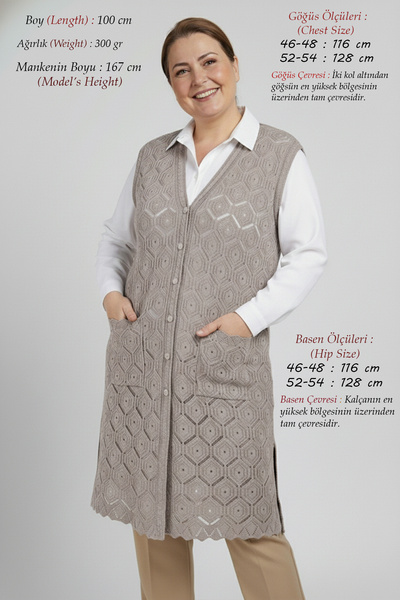 Laden Women's Plus Size Knitwear Spring Summer Long Non-Pilling Openwork Merc...