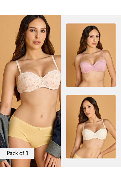 REDTAG حمالات صدر نسائية متنوعة مطبوع وأخرى سادة بتصميم بالكونيت مع دانتيل (ع...