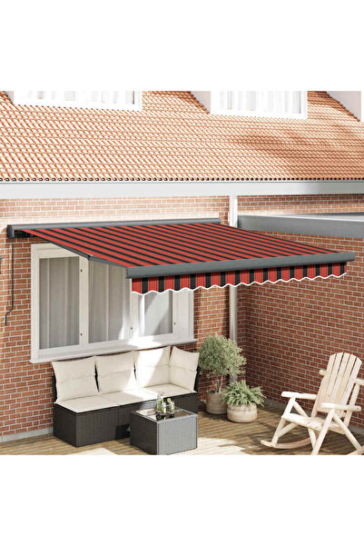 Concept Copertină retractabilă portocaliu/maro 3x2,5 m, textil/aluminiu