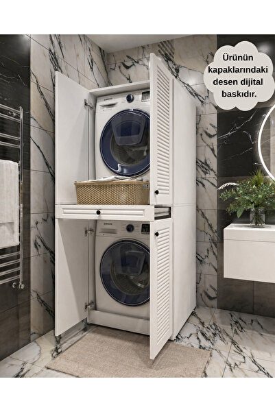 ERİZA Banyo Dolabı, Çamaşır Sepeti Çekmeceli Çamaşır Ve Kurutma Makinesi Dola...