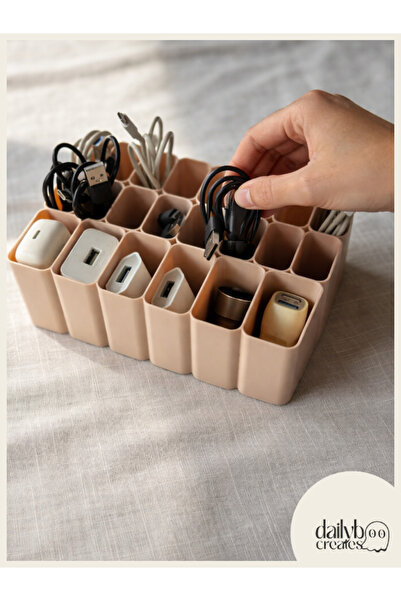 Dailyboo Creates Kablo ve Adaptör Organizeri-Saklama Kutusu-22 Bölmeli Çekmec...