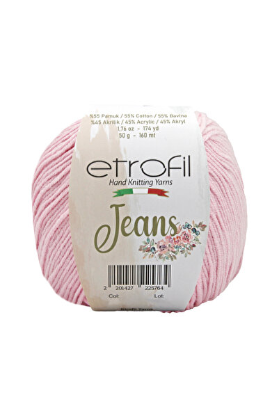 Etrofil Fir de tricotat din denim Roz deschis 55% Bumbac 45% Acril 50g 160m (...