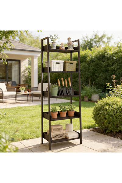 GoldenLike Trapezoid 5-Tier Freestanding Open Shelf Vertical Storage Bookshel...