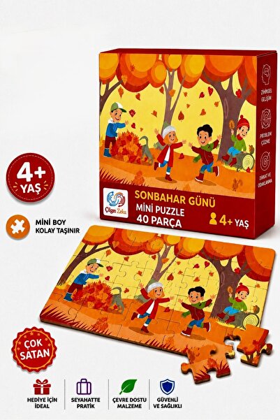 Çılgın Zeka Sonbahar Günü Mini Puzzle 40 Parça 3-7 Yaş Çocuk Puzzle Yapboz