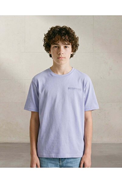 REDTAG Senior Boys Lilac Oversized Embossed T-Shirt