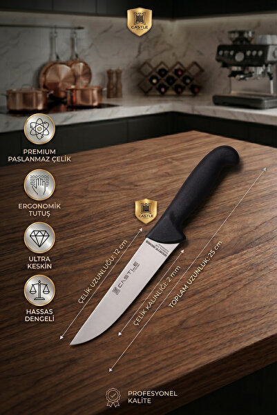 CASTLE KITCHEN İncisive Serisi Mutfak Bıçak Seti Et Ekmek Sebze Şef Bıçağı 5 Li Set Günlük Kullanım ( Mft-090 )