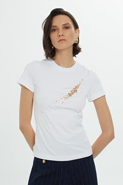 GİZİA İnci Ve Detaylı Kısa Kollu T-shirt