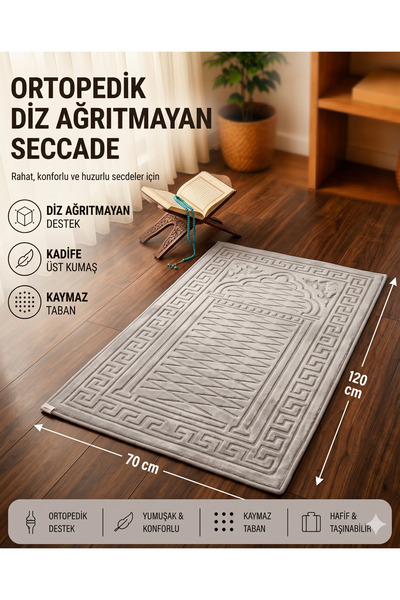 Miabella Home Seccade Diz Ağrıtmayan Kadife Kaymaz Taban Kabartmalı, Işlemeli...
