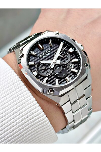 Quantum Functional Silver-Black Color Sapphire Glass Steel Band Steel Case Me...