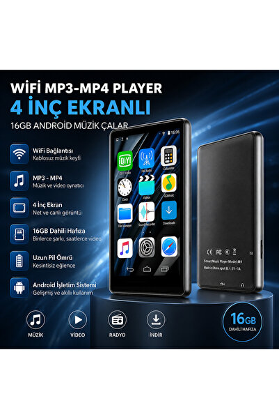 SIGHTZER WİFİ MP3-MP4 PLAYER 4 İNÇ EKRANLI 16GB ANDROİD MÜZİK ÇALAR