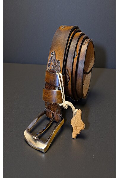 MelAlp Hakiki Deri Kemer 4cm El İşçiliği Handmade