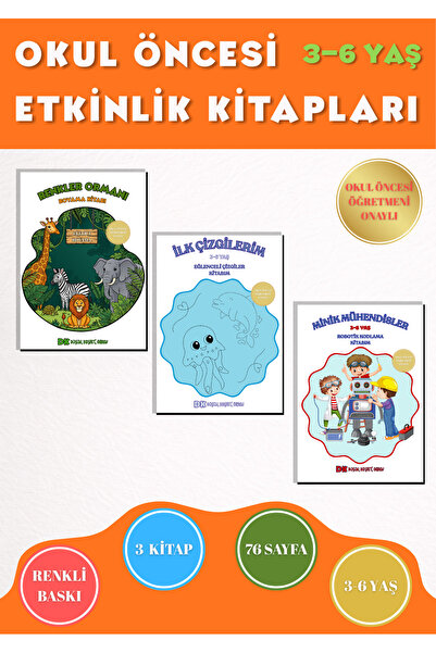 Anonim Yayıncılık 3-6 Yaş Okul Öncesi Eğitim Seti | 3 Kitap Boyama, Robotik K...