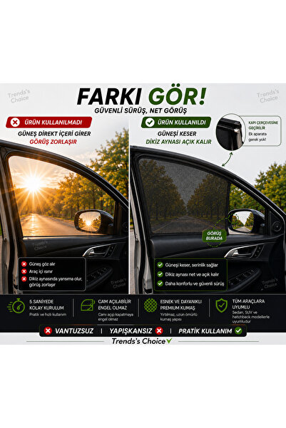 trends's choice Oto Güneşlik Perde Araç Ön Yan Cam Güneşlik Araba Güneşlik Perdesi Anne Bebek Emzirme Perdesi